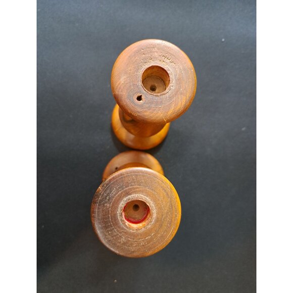 Vintage Hand-Turned Wooden Candlestick Holders - Picture 4 of 7